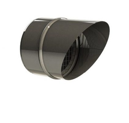 Terminal Horizontal Pico Flauta con rejilla D80. Chimenea Inox 316 Negra. Jeremias